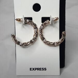 Express Textured Gold Tone Hoops